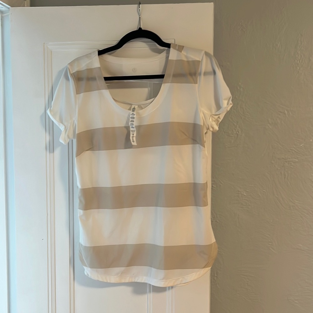 Lululemon Taupe Stripe Tee